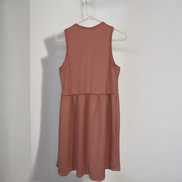 🌹ENTRO SALMON SLEEVELESS WAFFLE DRESS - Picture 5 of 8